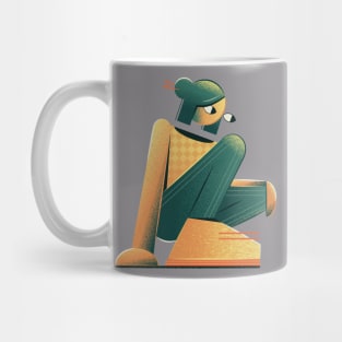 Asian woman in squat Mug